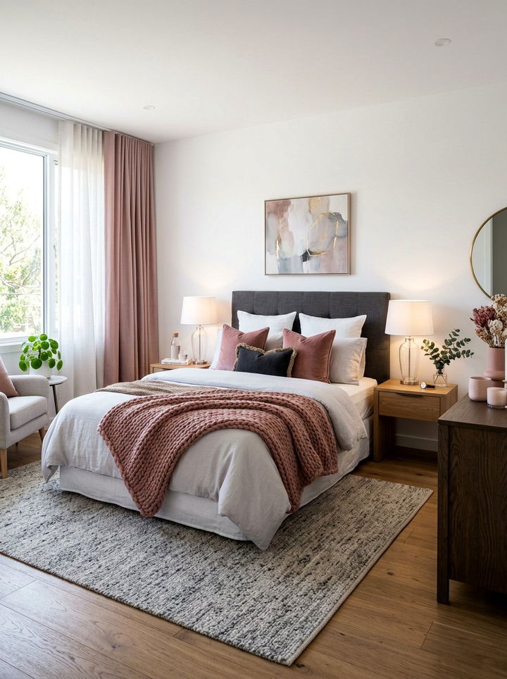 Dusty Rose Knit Blanket - 30 bedroom chunky knit throws