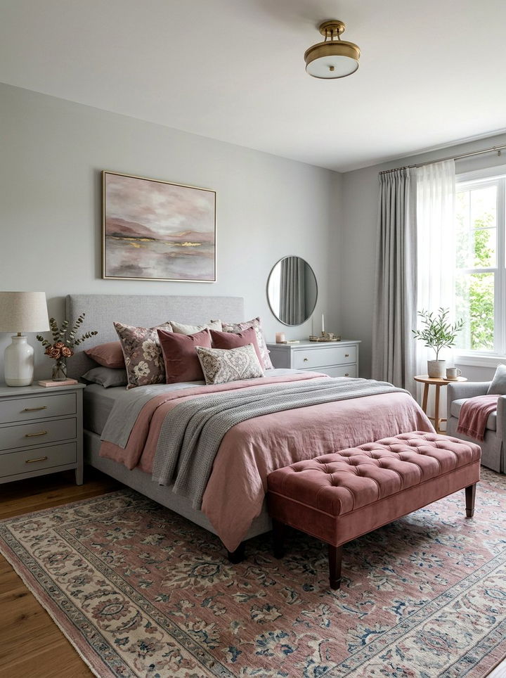 Dusty Rose and Dove Gray Bedroom - 30 pink gray bedroom ideas