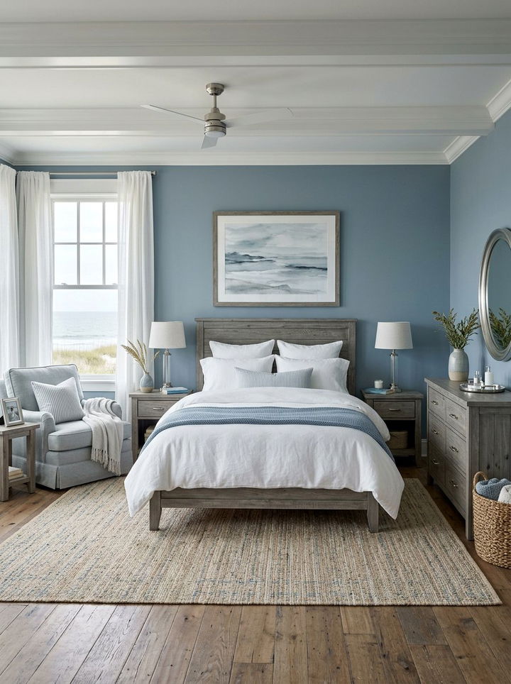 Dusty blue bedroom - 30 cottagecore bedroom color ideas