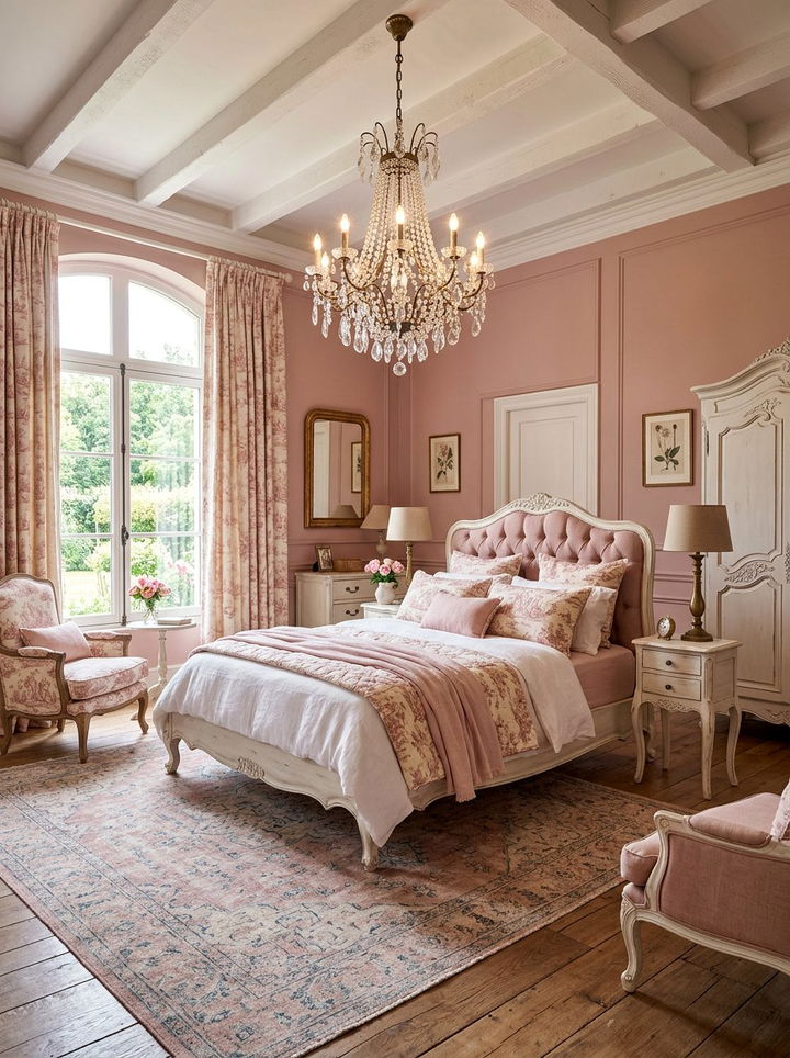Dusty pink French country bedroom - 30 dusty pink bedroom ideas