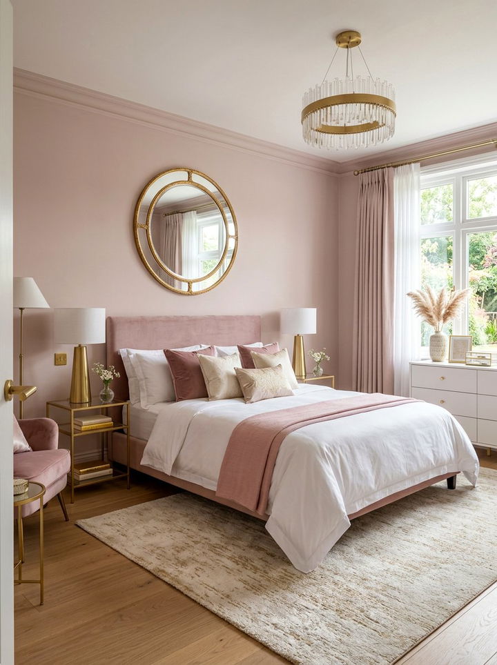 Dusty pink and gold bedroom - 30 dusty pink bedroom ideas