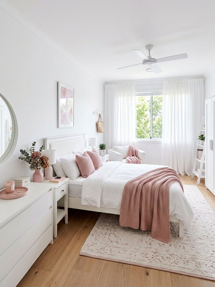 Dusty pink and white bedroom - 30 dusty pink bedroom ideas
