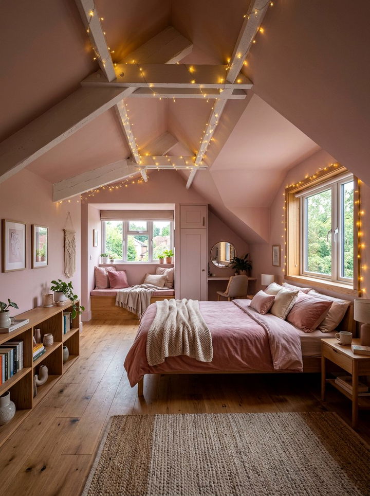 Dusty pink attic bedroom - 30 dusty pink bedroom ideas