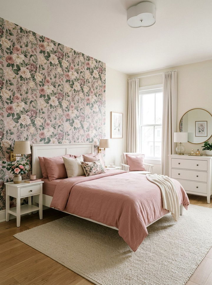 Dusty pink floral bedroom - 30 dusty pink bedroom ideas