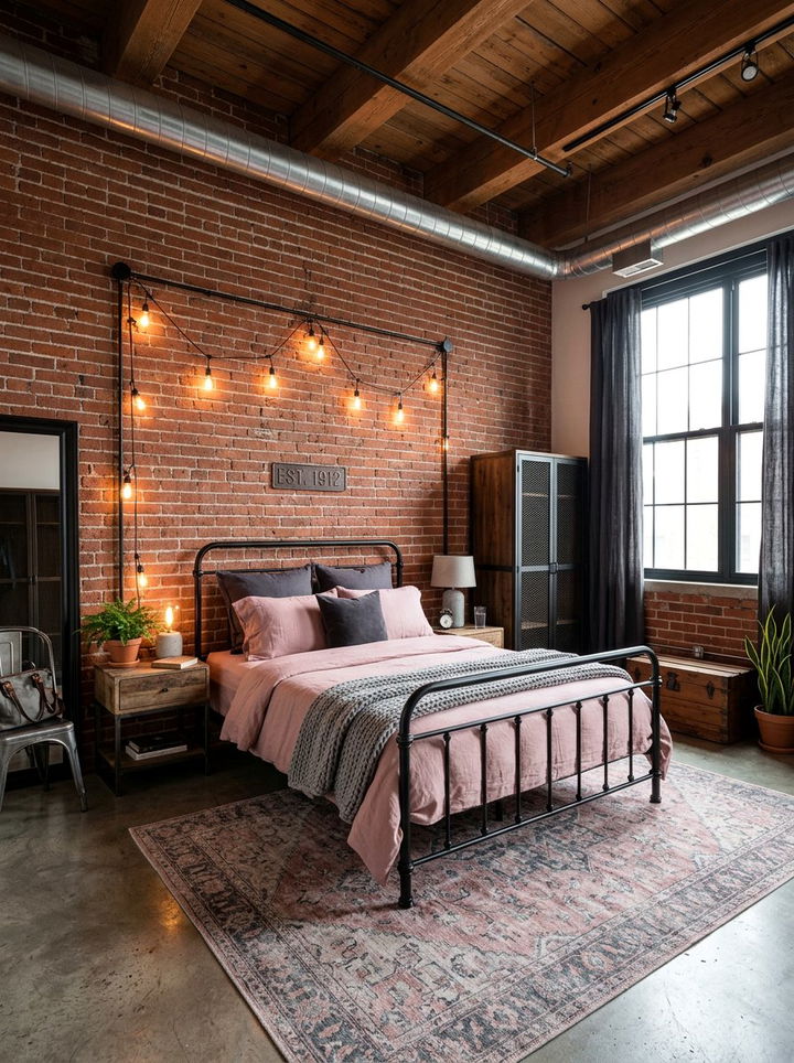 Dusty pink industrial bedroom - 30 dusty pink bedroom ideas
