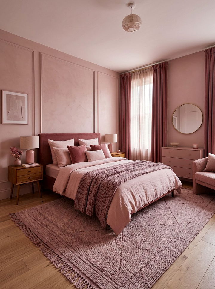 Dusty pink monochrome bedroom - 30 dusty pink bedroom ideas