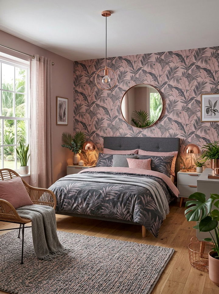 Dusty pink tropical bedroom - 30 tropical bedroom color ideas