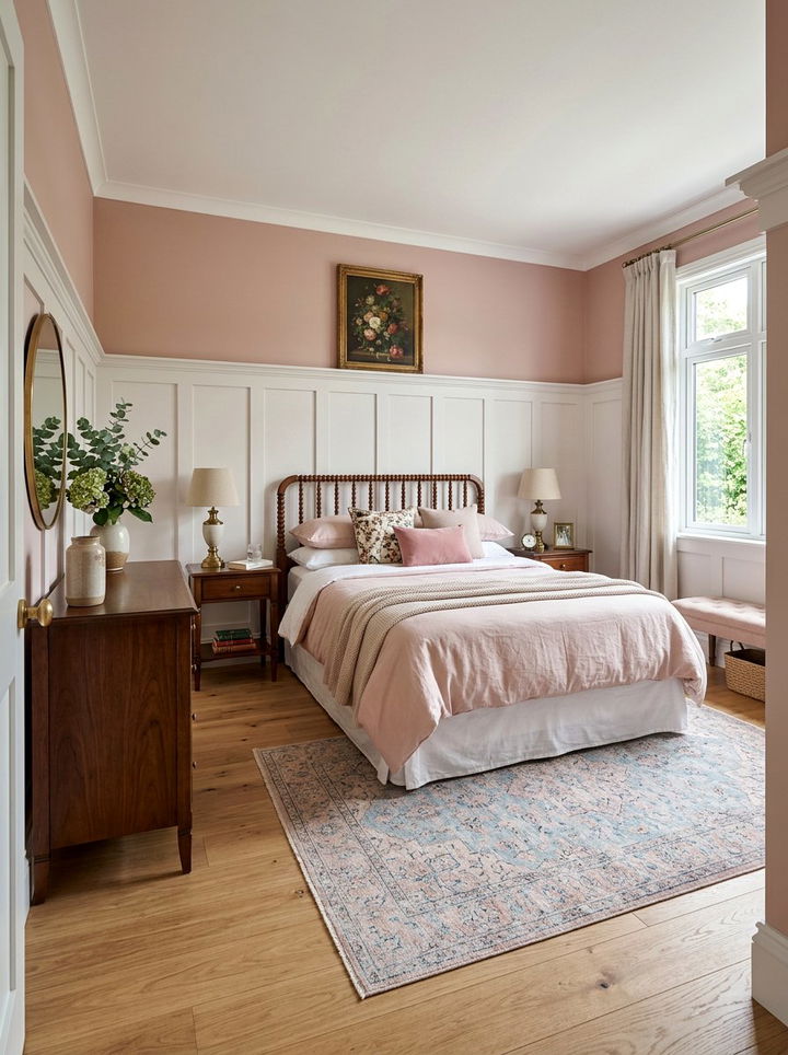 Dusty pink wainscoting bedroom - 30 dusty pink bedroom ideas