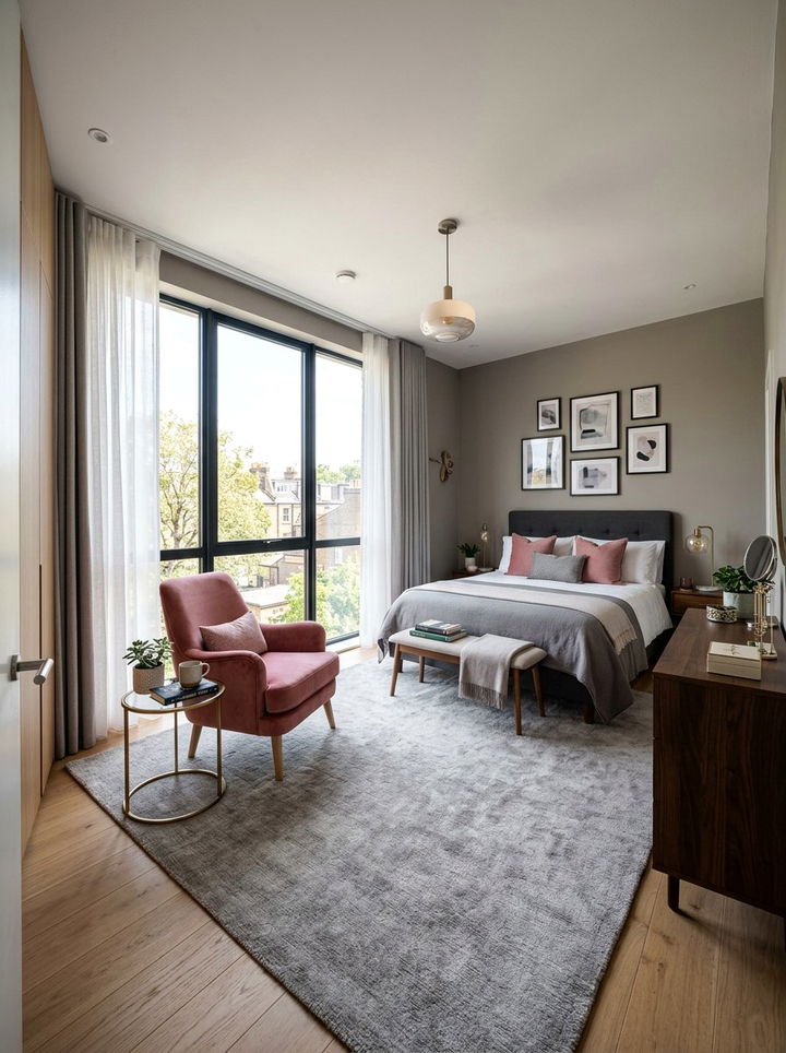 Dusty rose accent chair - 30 dusty rose and gray bedroom ideas