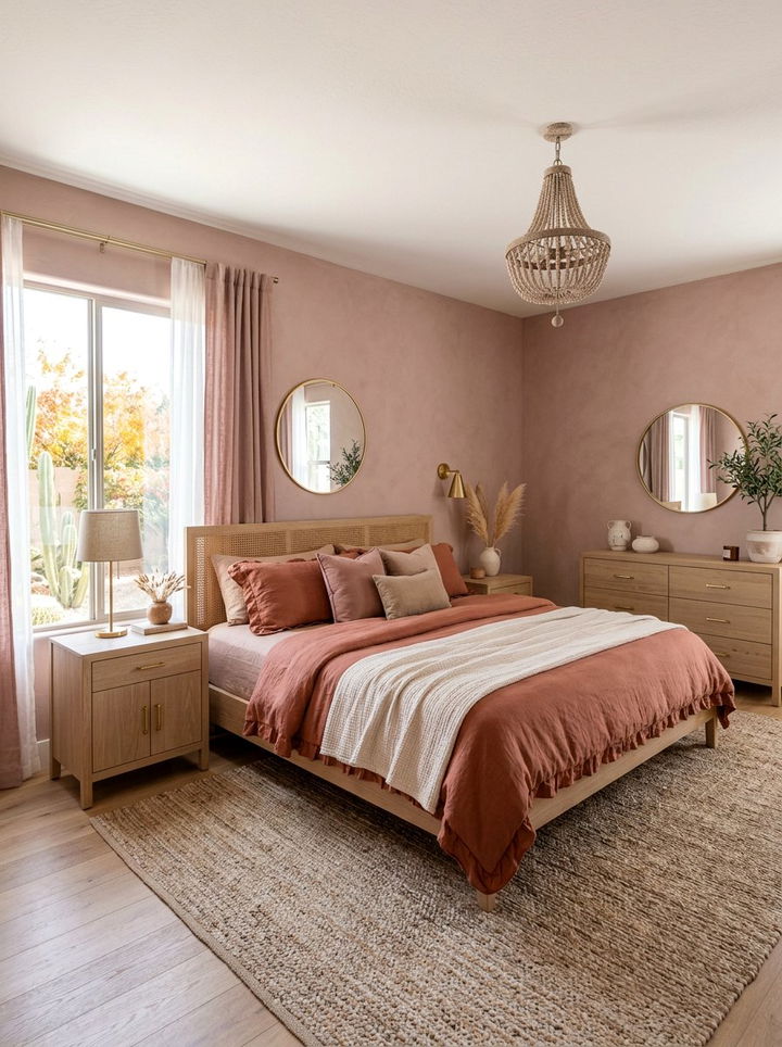 Dusty rose and clay bedroom - 30 earth tone bedroom ideas