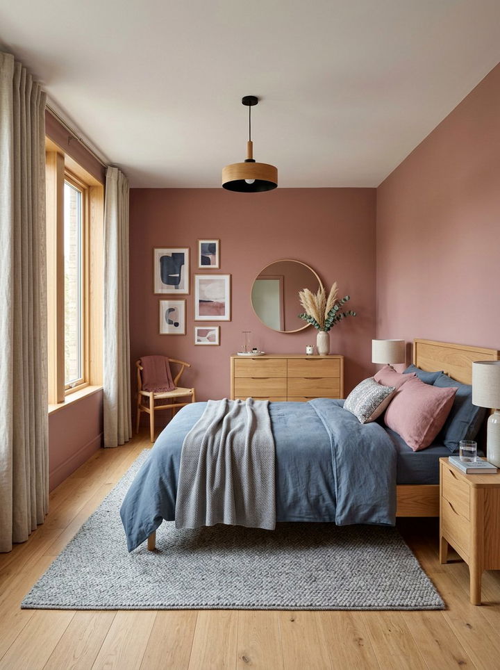 Dusty rose and slate blue bedroom - 30 pink and blue bedroom color combo
