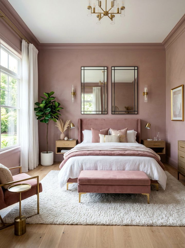 Dusty rose bedroom - 30 colorful bedroom ideas