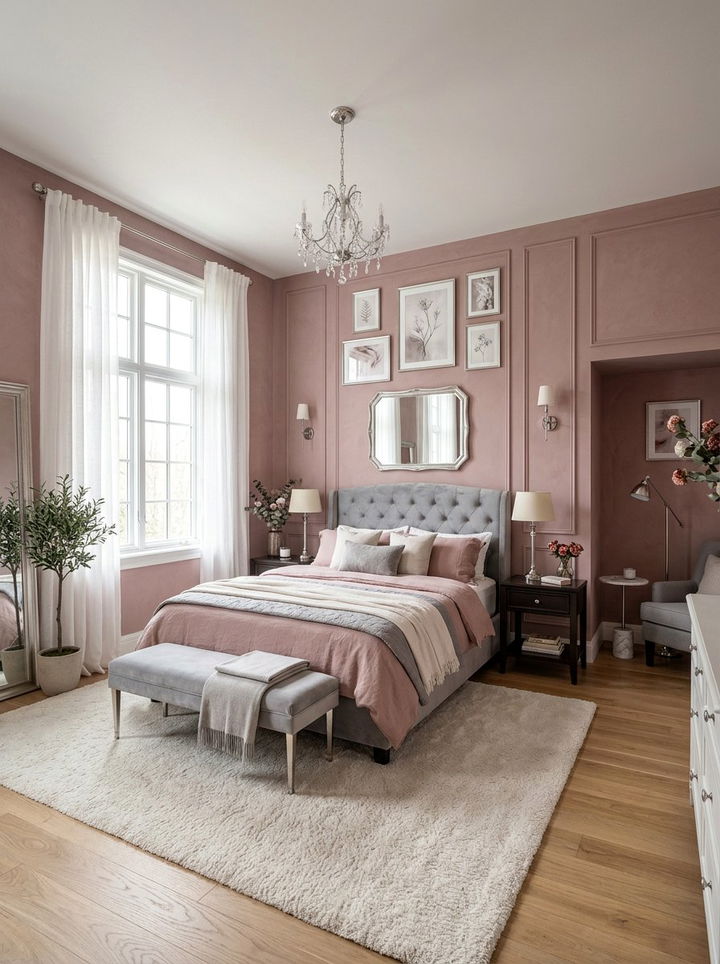 Dusty rose bedroom wall - 30 bedroom paint color ideas
