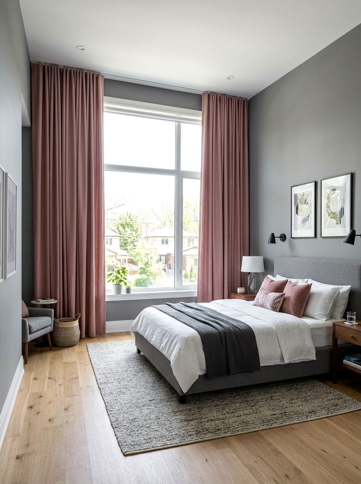 Dusty rose blackout curtains - 30 dusty rose and gray bedroom ideas