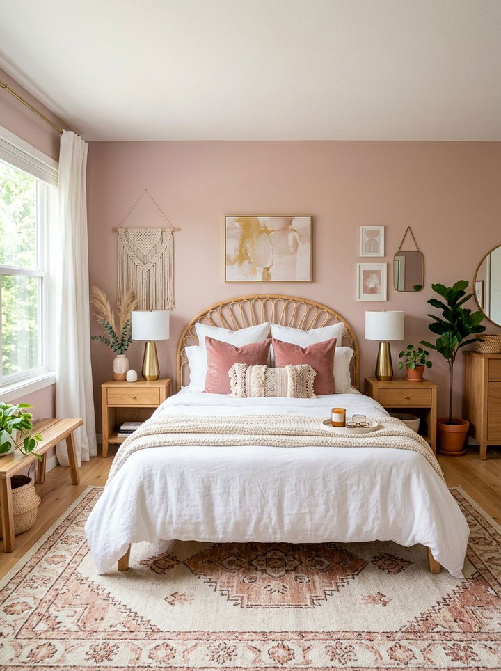 Dusty rose boho bedroom - 30 boho bedroom color ideas