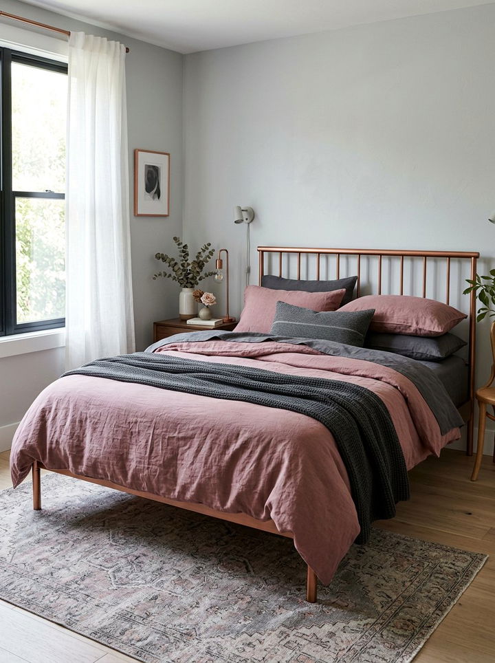 Dusty rose linen bedding - 30 bedroom linen bedding ideas