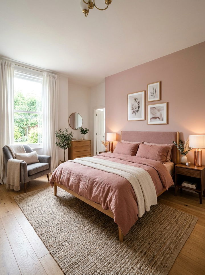 Dusty rose linen - 30 linen bedroom ideas