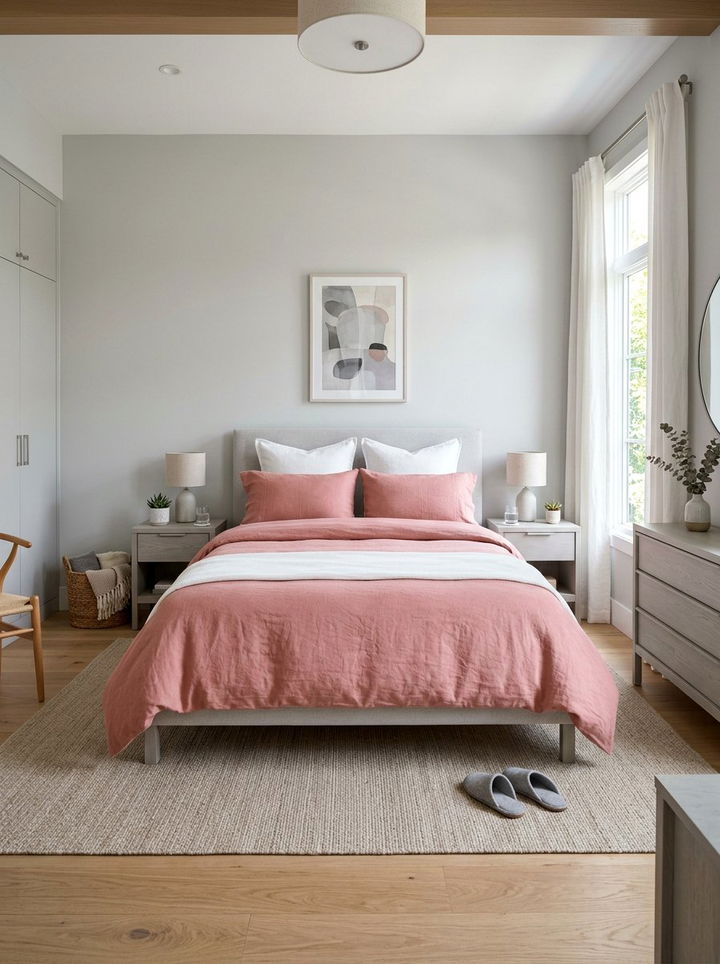 Dusty rose pink duvet cover - 30 dusty rose and gray bedroom ideas