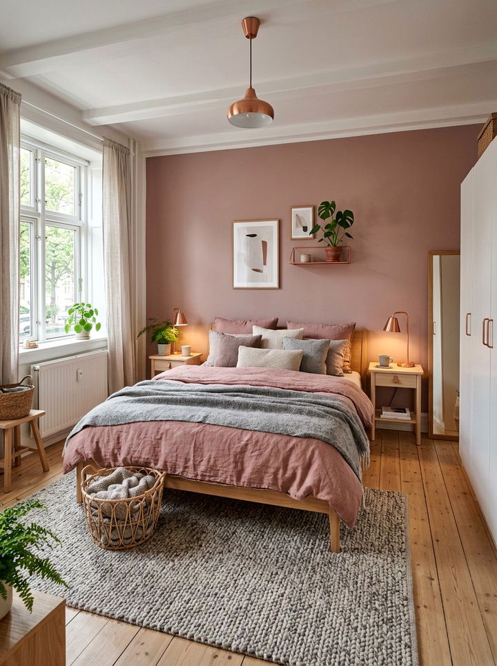 Dusty rose scandinavian bedroom - 30 Scandinavian bedroom color ideas