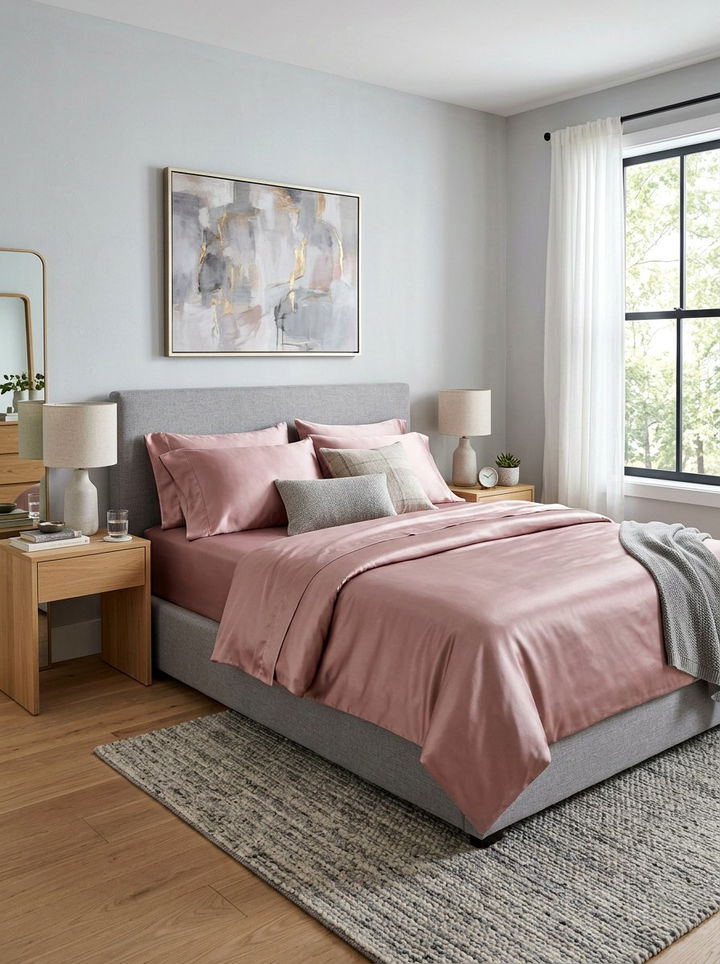 Dusty rose silk sheets - 30 dusty rose and gray bedroom ideas