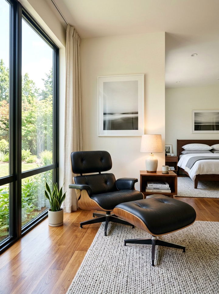 Eames Lounge Chair Corner - 30 mid-century modern bedroom ideas