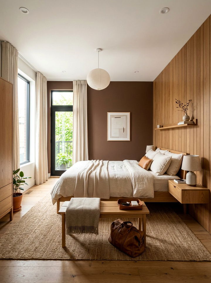 Earthy Brown Japandi Bedroom - 30 japandi bedroom color ideas