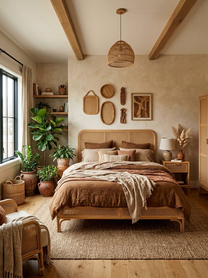 Earthy Cane Bedroom - 30 cane bedroom ideas