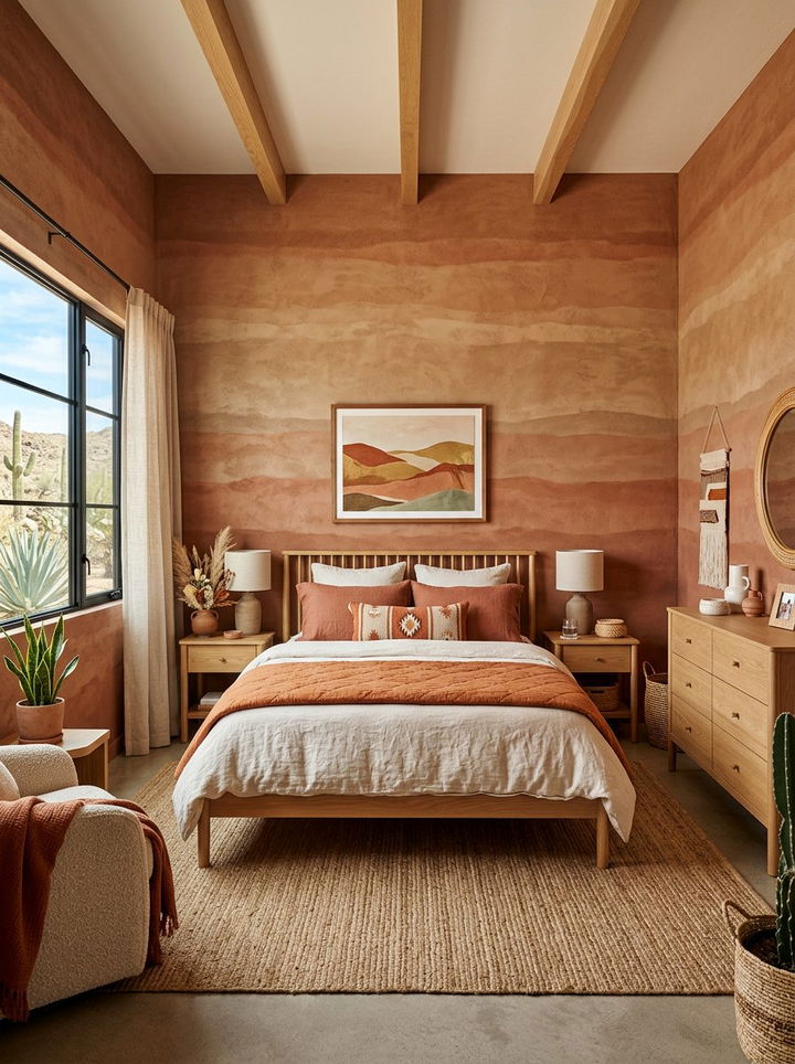 Earthy Clay Tonal Wallpaper - 30 bedroom minimalist wallpapers