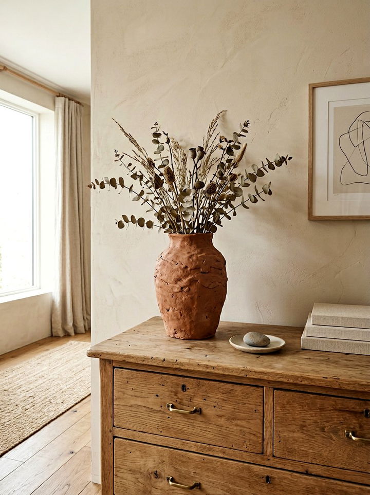 Earthy Clay Vase - 30 bohemian beige bedroom ideas
