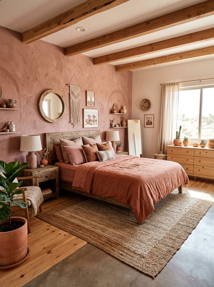 Earthy Dusty Rose And Terracotta Bedroom - 30 dusty rose accent wall bedroom
