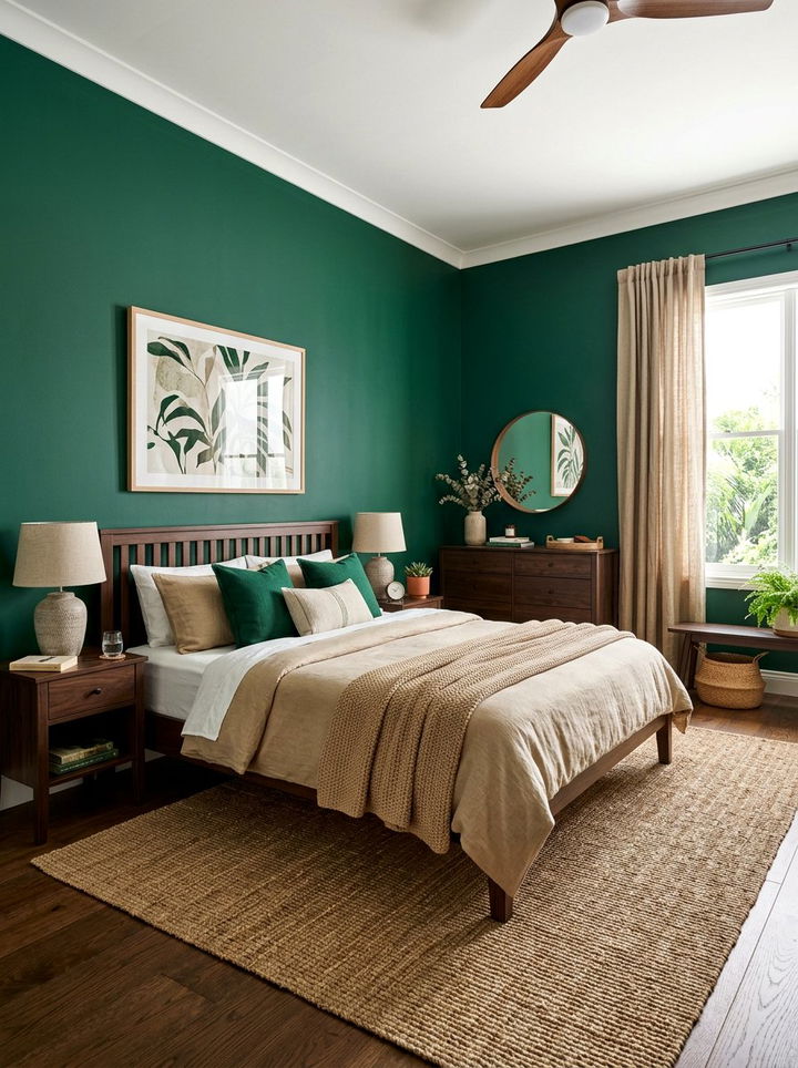 Earthy Emerald Green Bedroom - 30 emerald bedroom decor ideas