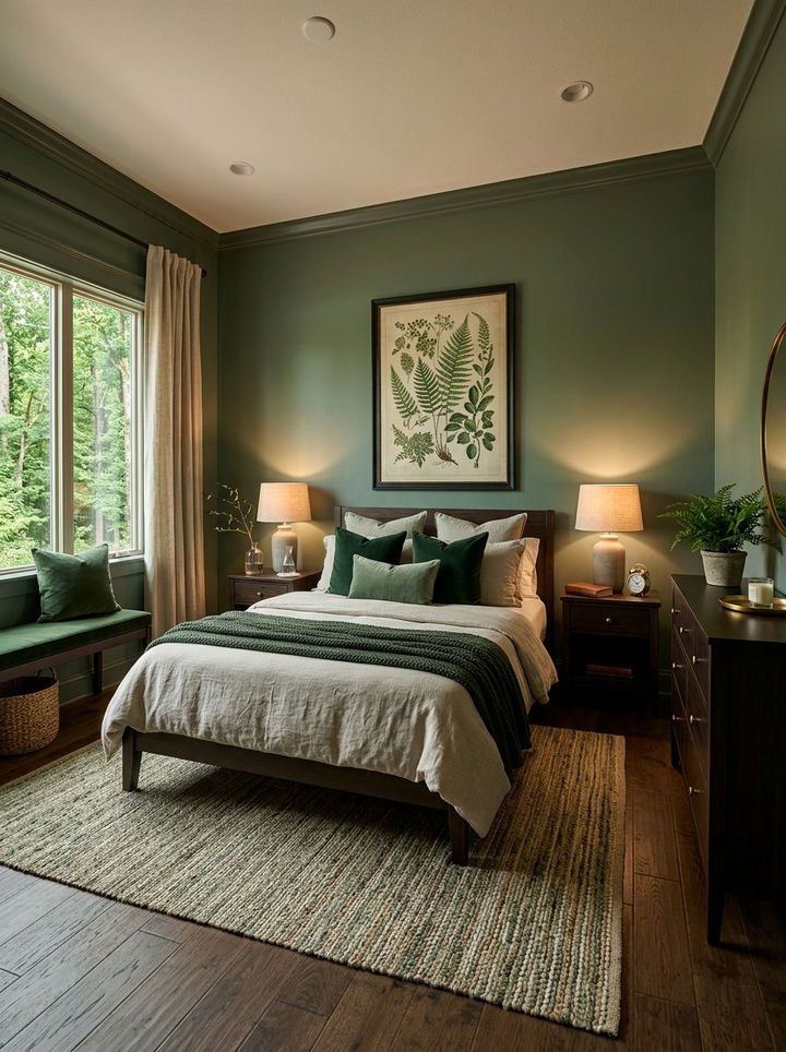 Earthy Green Bedroom - 30 garden themed bedroom ideas