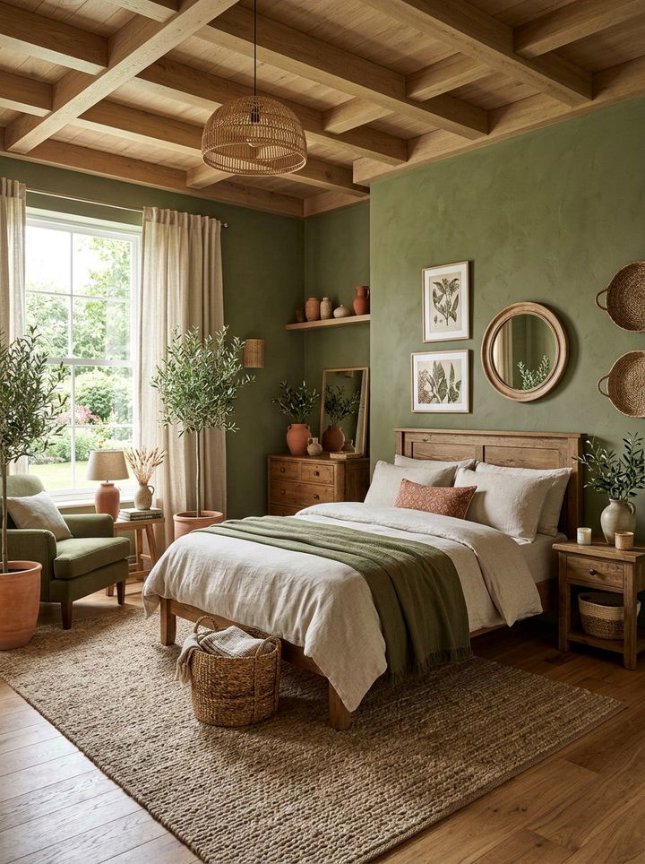 Earthy Olive Green Bedroom - 30 cool green bedroom ideas