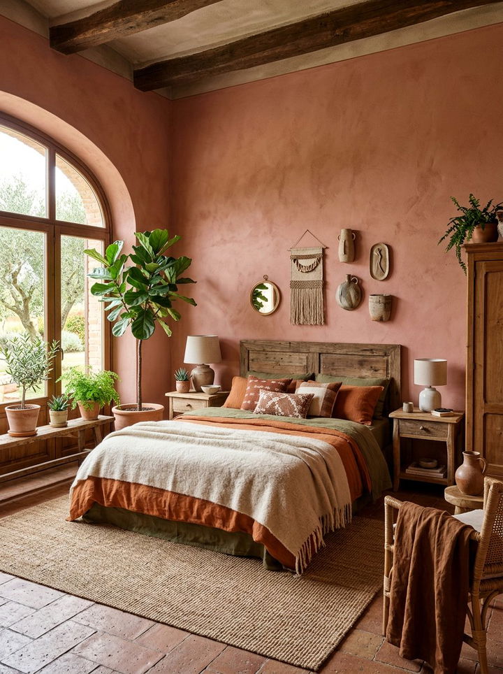 Earthy Pink Terracotta Bedroom - 30 millennial pink bedroom ideas