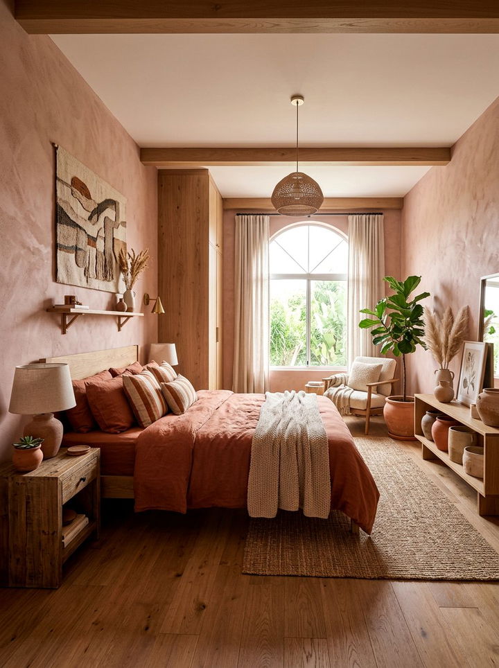 Earthy Pink Tones Bedroom - 30 bedroom dusty pink walls
