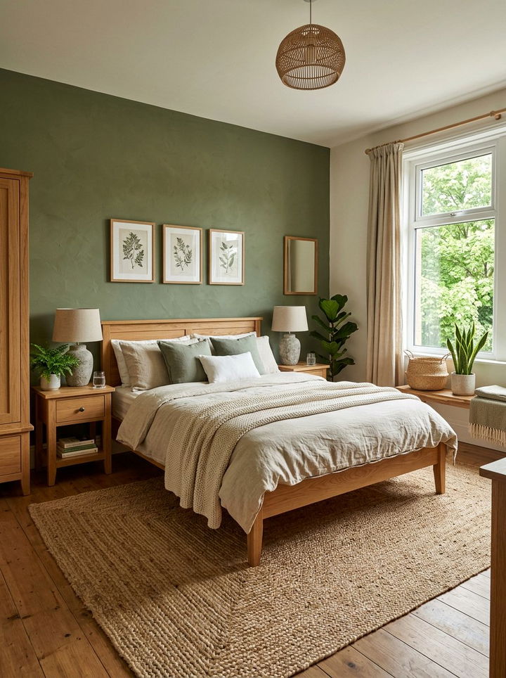 Earthy Sage Green Bedroom - 30 sage green accent wall bedroom