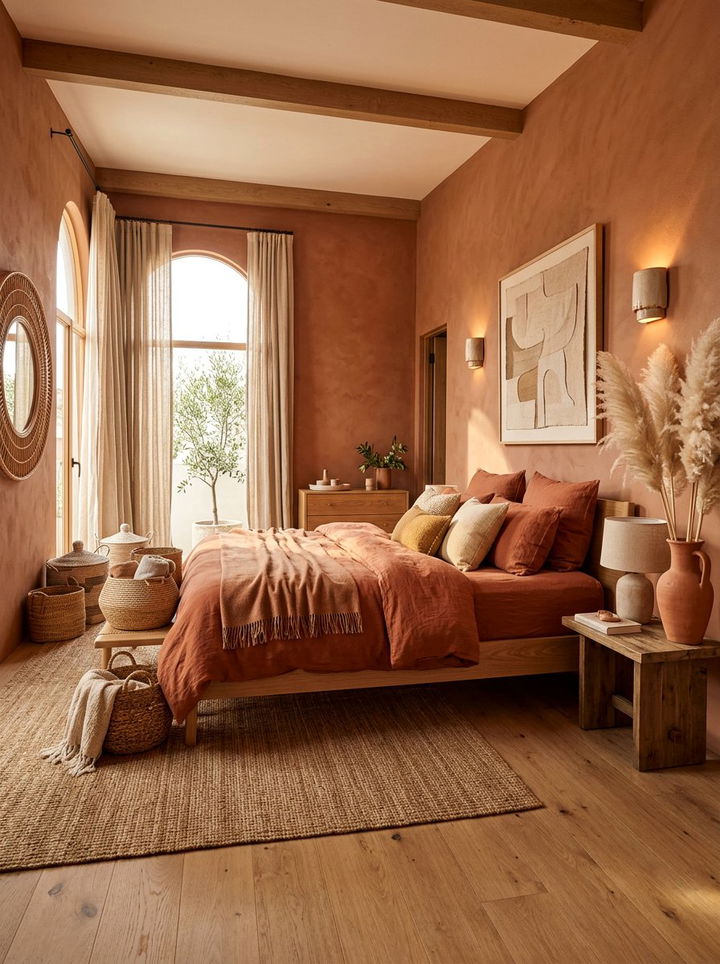 Earthy Terracotta Bedroom - 30 bedroom on a budget ideas