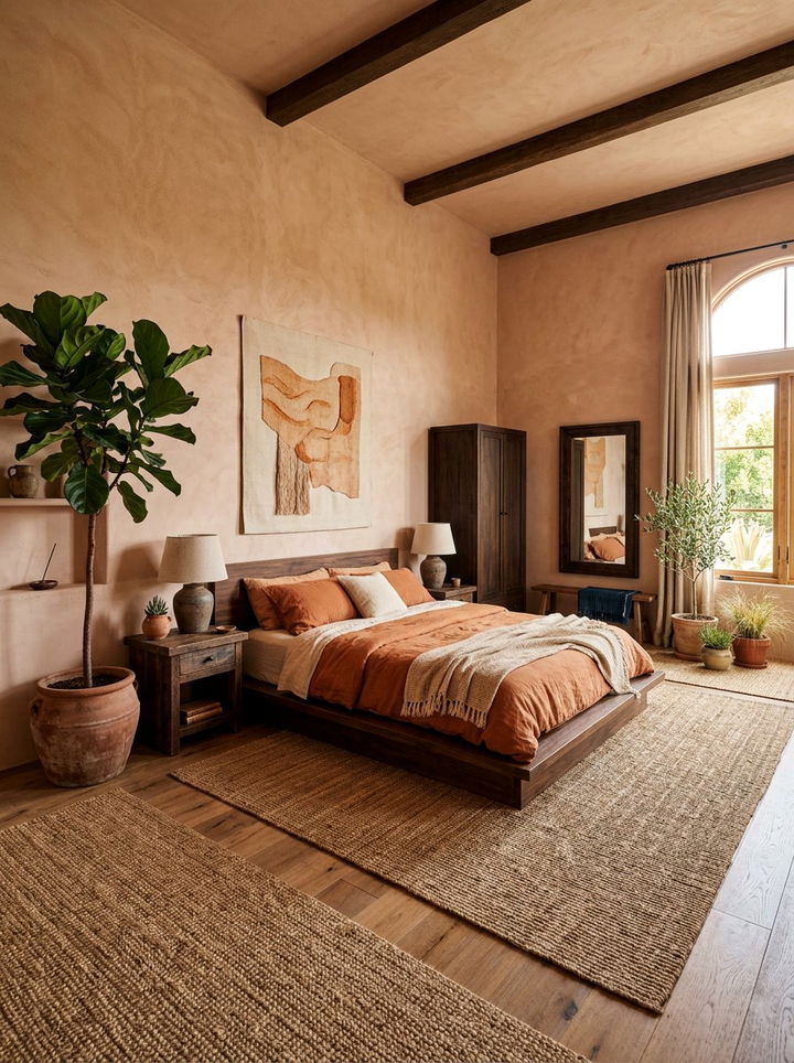Earthy Terracotta Zen Bedroom - 30 Zen bedroom color ideas