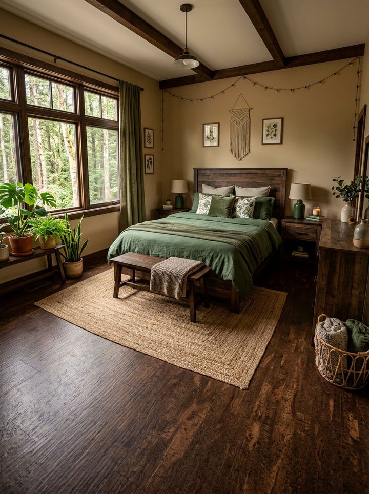 Earthy brown cork floor - 30 bedroom cork flooring ideas