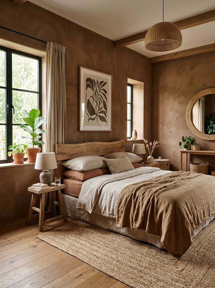 Earthy clay tones - 30 brown bedroom ideas
