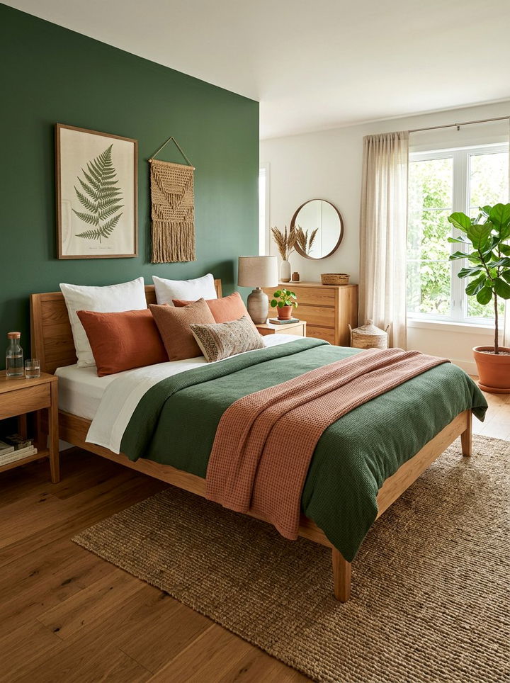 Earthy forest green bedroom theme - 30 forest green accent wall bedroom