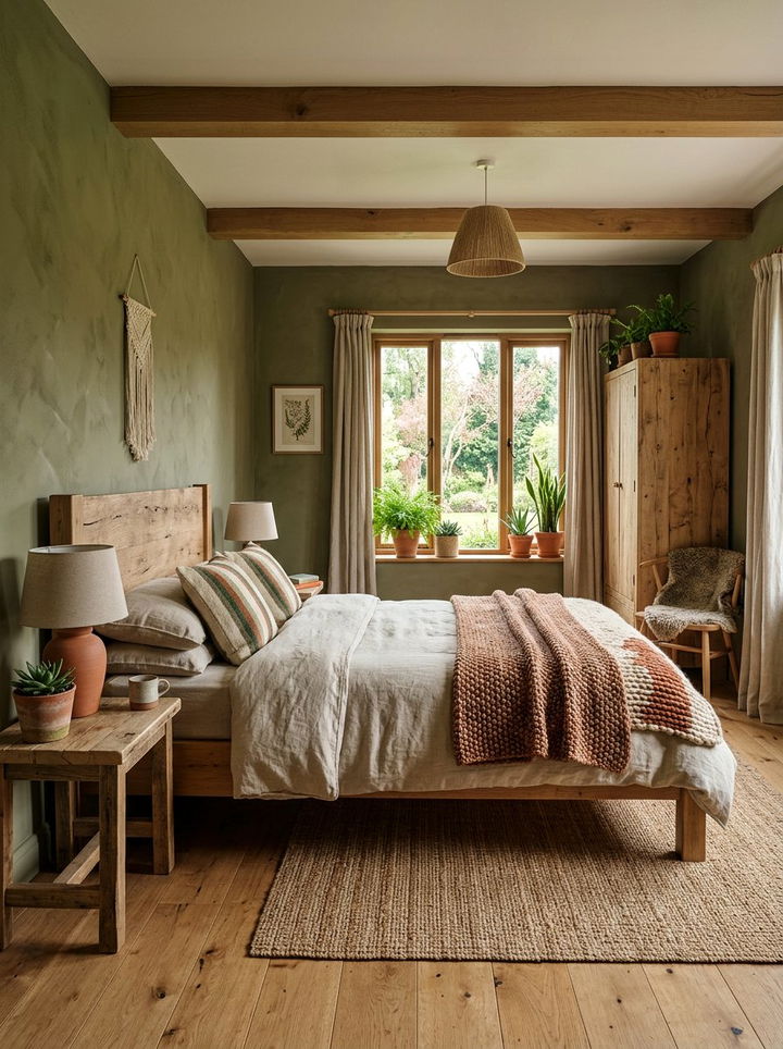 Earthy green bedroom style - 30 farmhouse green bedroom ideas