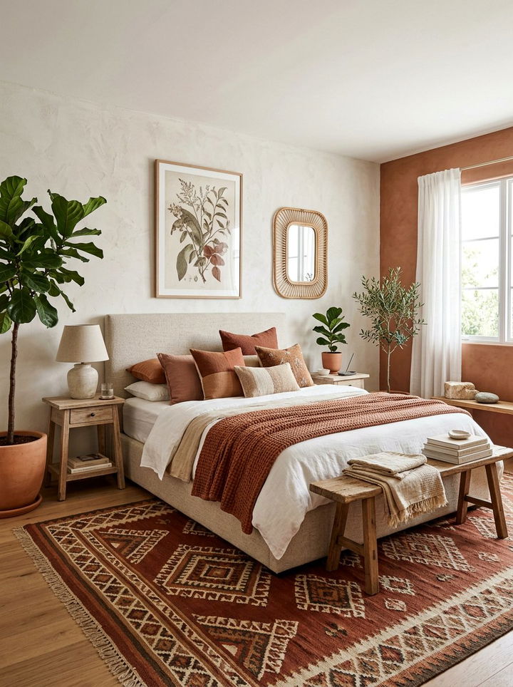 Earthy terracotta and white bedroom - 30 terracotta and white bedroom ideas