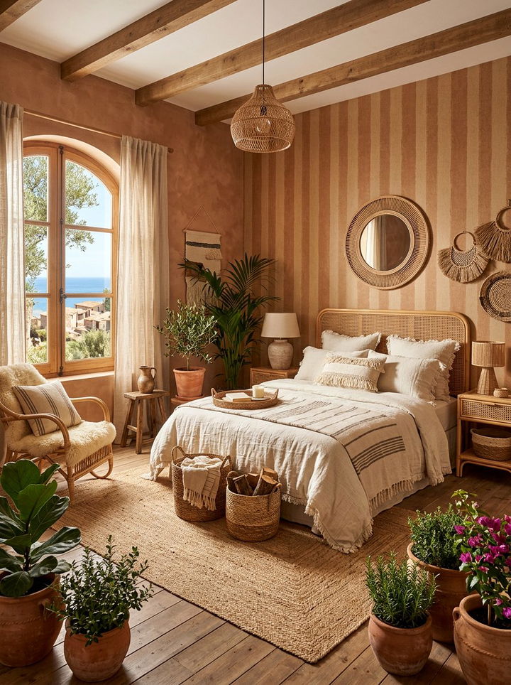 Earthy terracotta stripe - 30 bedroom striped wallpapers