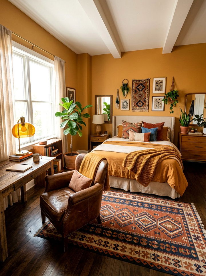 Eclectic Amber Bedroom - 30 amber and brown bedroom ideas