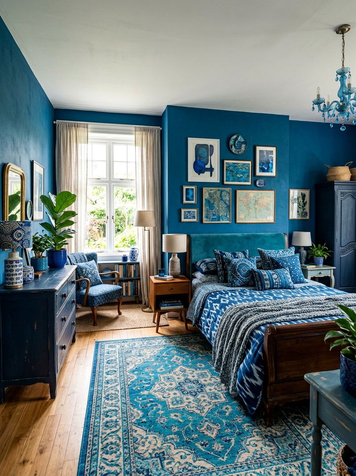 Eclectic Blue Bedroom - 30 ocean blue bedroom ideas