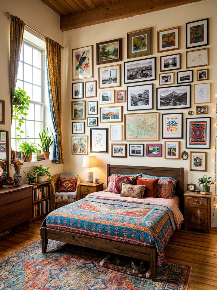 Eclectic Master Bedroom Gallery Wall - 30 couples bedroom ideas