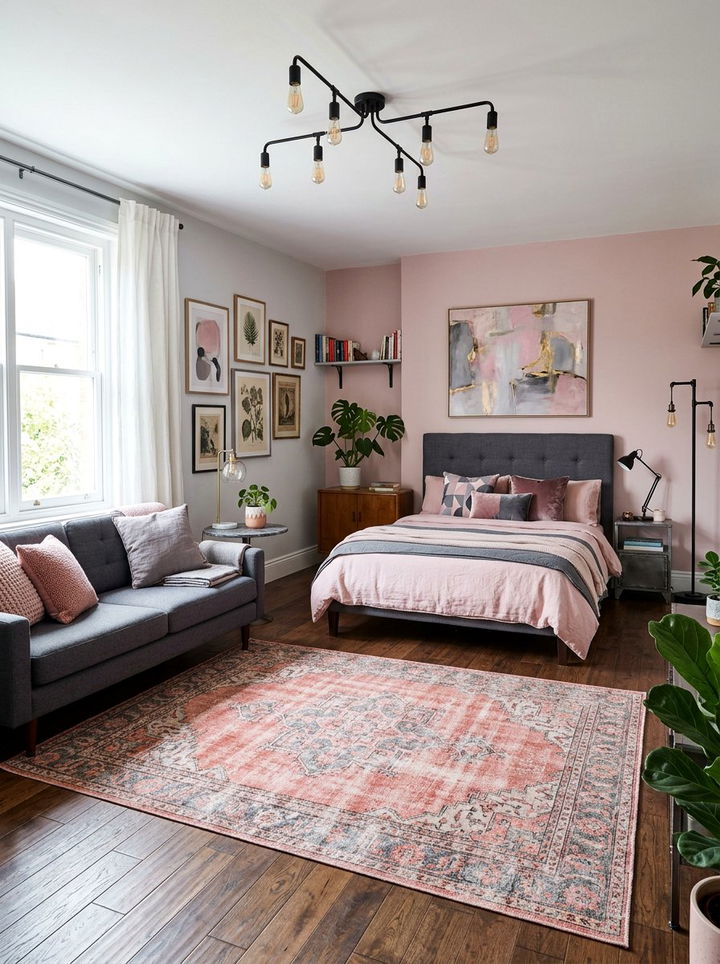 Eclectic Pink and Gray Bedroom - 30 pink gray bedroom ideas
