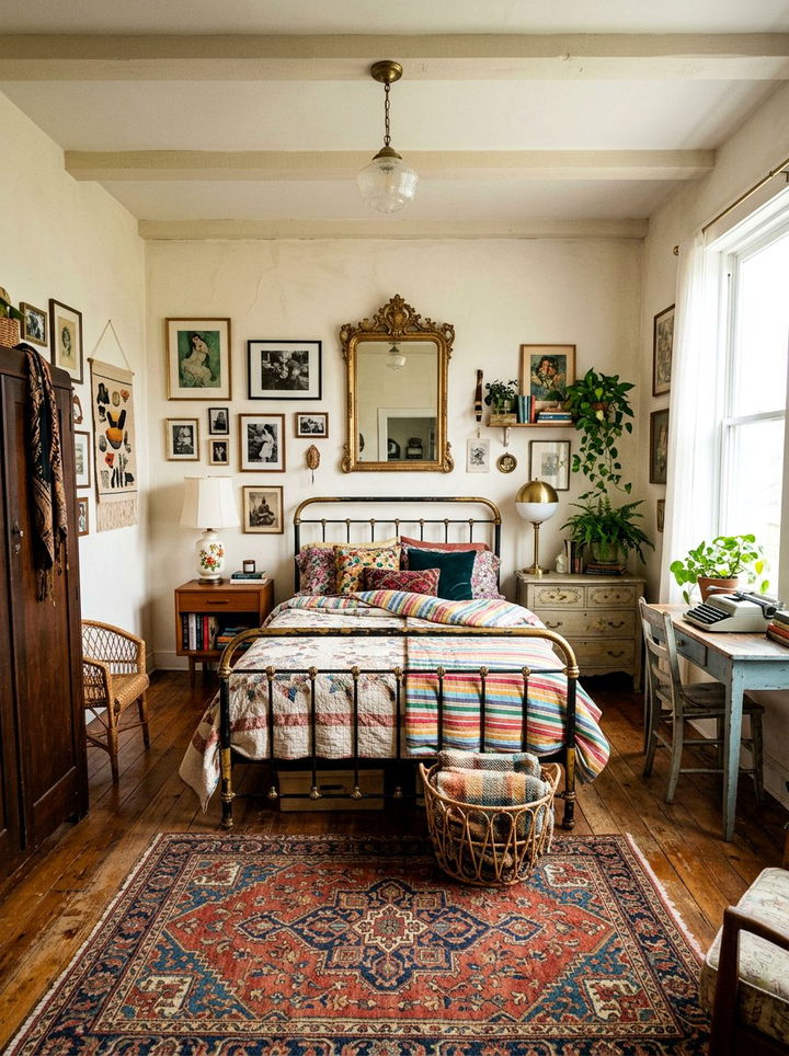 Eclectic Thrifted Bedroom - 30 cluttercore bedroom ideas
