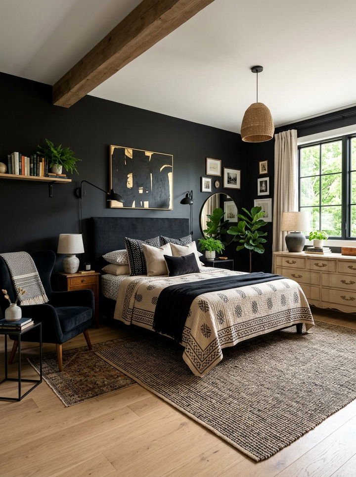 Eclectic black and beige bedroom - 30 black and beige bedroom color combo